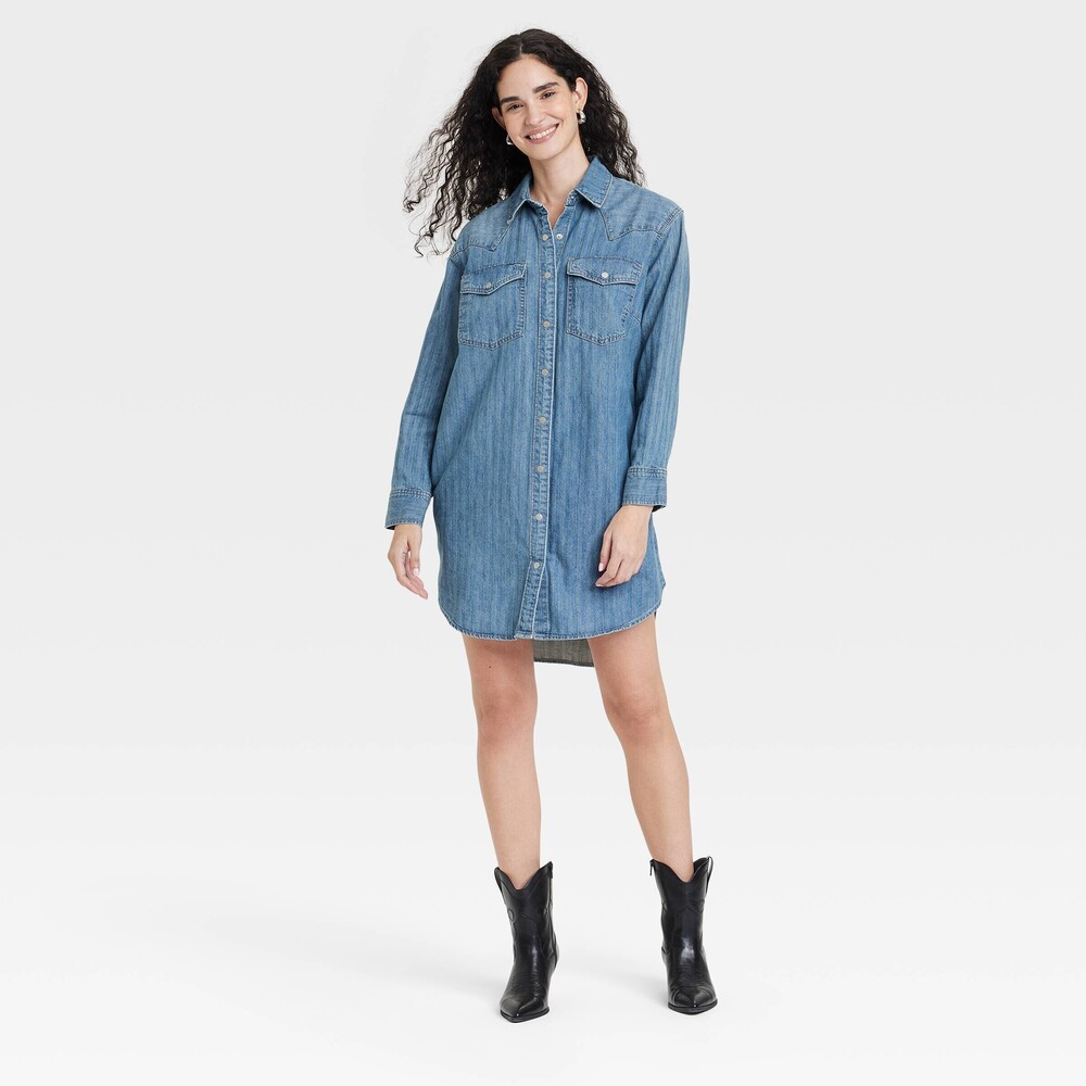 Western Shirtdress - Medium Wash S